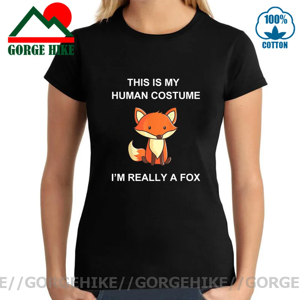 

Костюм Человека I am VERALLY a fox, футболка, женская, с забавным принтом, из 100% хлопка, мягкие, новые летние топы с коротким рукавом, футболка, милая ...