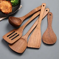 5types thai style wooden turner spatula rice spoon big soup scoop for cooking wood kitchen cooking utensils supplies
