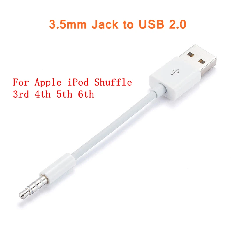 

USB to 3.5mm Transfer Audio Adapter Cable 3.5mm Jack to USB 2.0 Data Sync Charger Cable cord for Apple iPod Shuffle 3rd 4th 5th