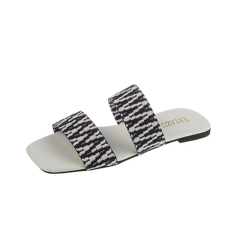 

2021 Summer new elastic band casual and comfortable flat bottom women's sandals Fashion Transparent Sandals Female Slides