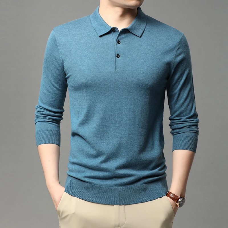 

2021 new spring and autumn knitted Sweater men lapel pure color long-sleeved Sweaters BK4568-1024