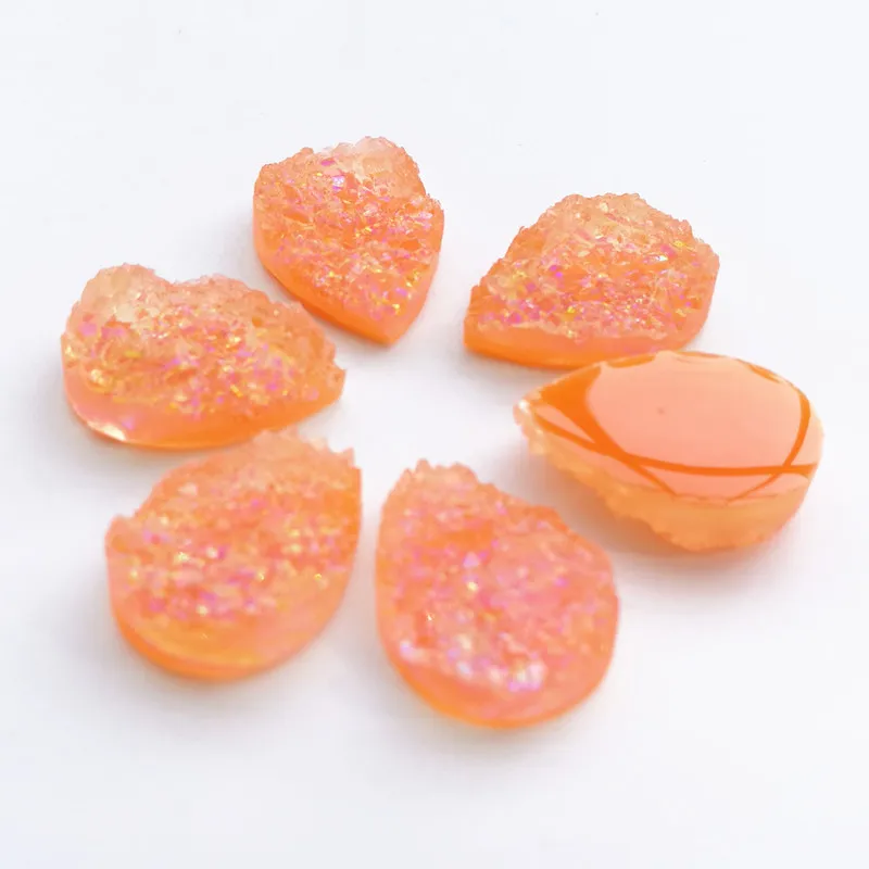 

200 шт./лот 13x18 мм полимерные бусины в форме капли оранжевого цвета с плоским основанием, оптовая продажа бусин из полимерных камней