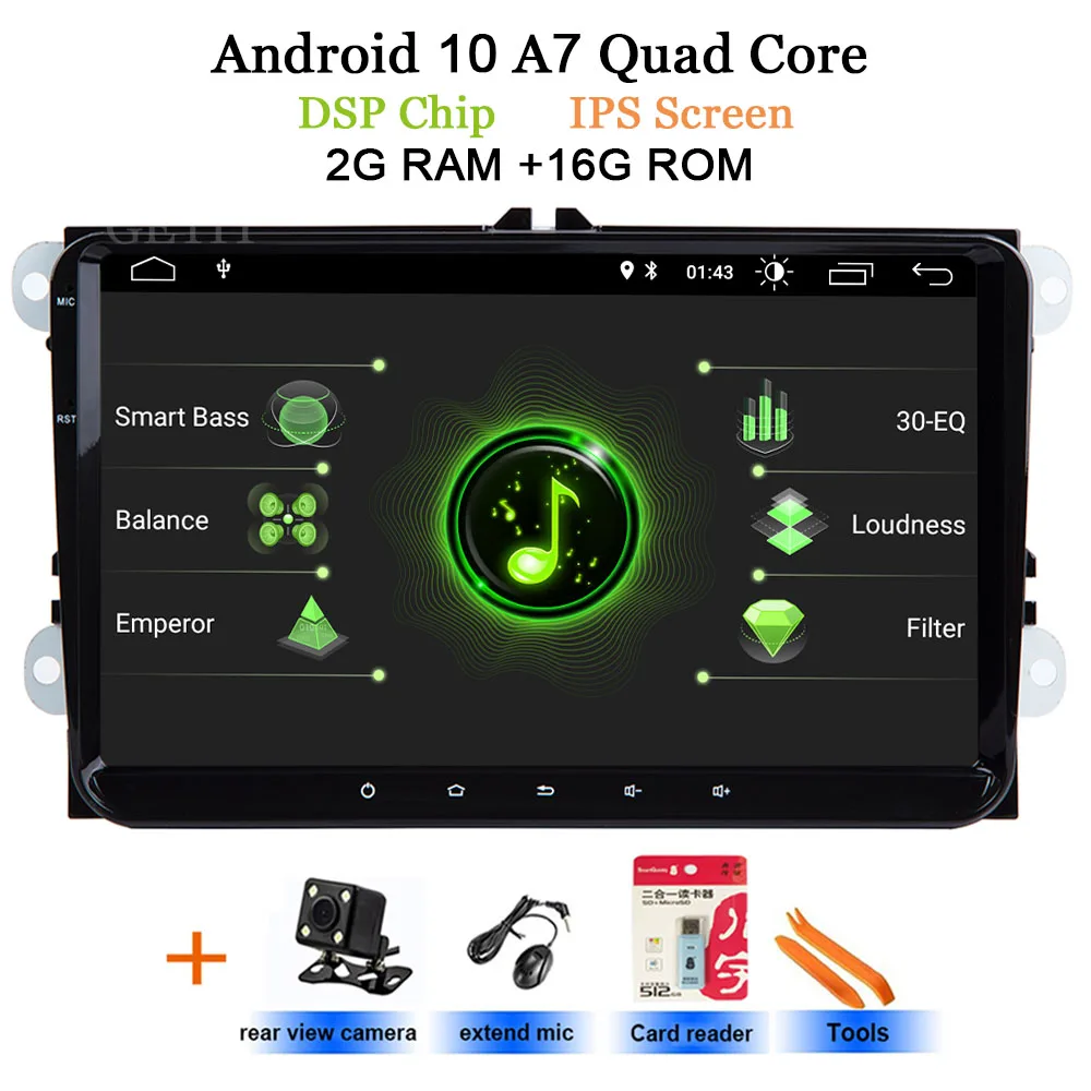 DSP-IPS 2G Rear Android 10 Автомобильный мультимедийный плеер для vw Seat Altea Toledo GOLF 5/6 Polo Passat B6 CC Tiguan Touran стерео радио gps - Цвет: DSP-IPS 2G Rear