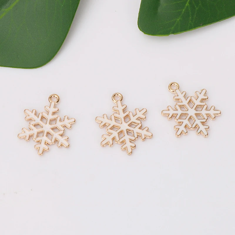 

10pcs Christmas Enamel Snowflake Pendants Charms Necklaces DIY Charms Making