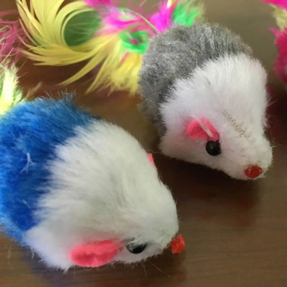 New Pet Cat Dog Kitten Playing Toys False Mouse Rat With feather Tail Color Random | Дом и сад