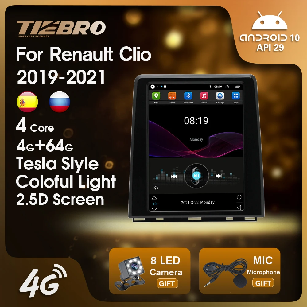 

TIEBRO 2 DIN Android10.0 Car Radio For Renault Clio 2019 2020 2021 Car Stereo Receiver No 2din DVD Car Multimedia Player Carplay