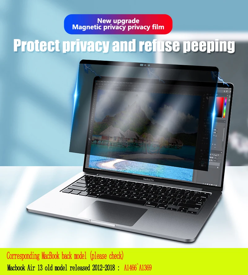

Magnetic Privacy Filter Anti spy PET Screens protective film For MacBook old Air 13 inch A1466 A1369 release 2012~2018