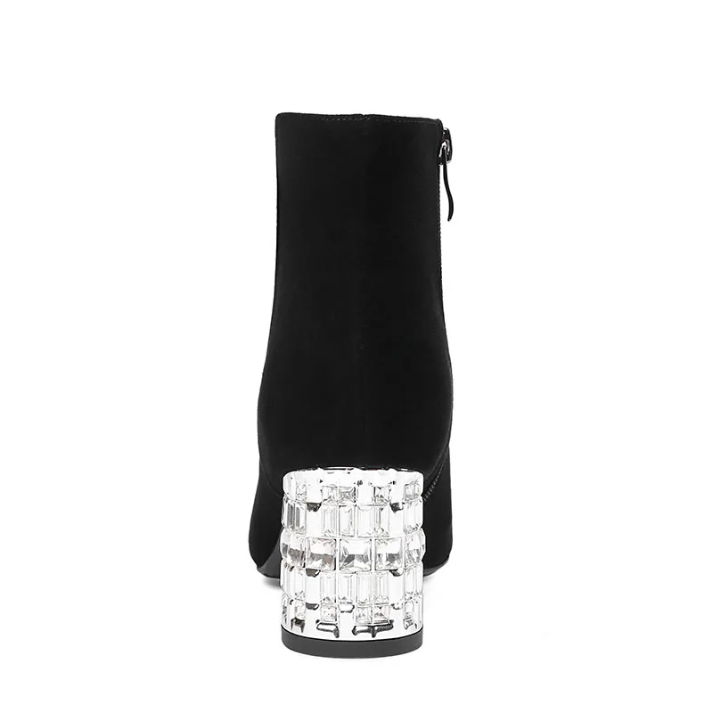 Женские замшевые ботильоны Phoentin синие полусапожки на высоком каблуке с