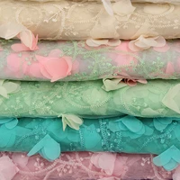12 color embroidered 3d chiffon flower soft mesh tulle lace fabric for tutu skirt blouse clothes wedding party evening dress fab