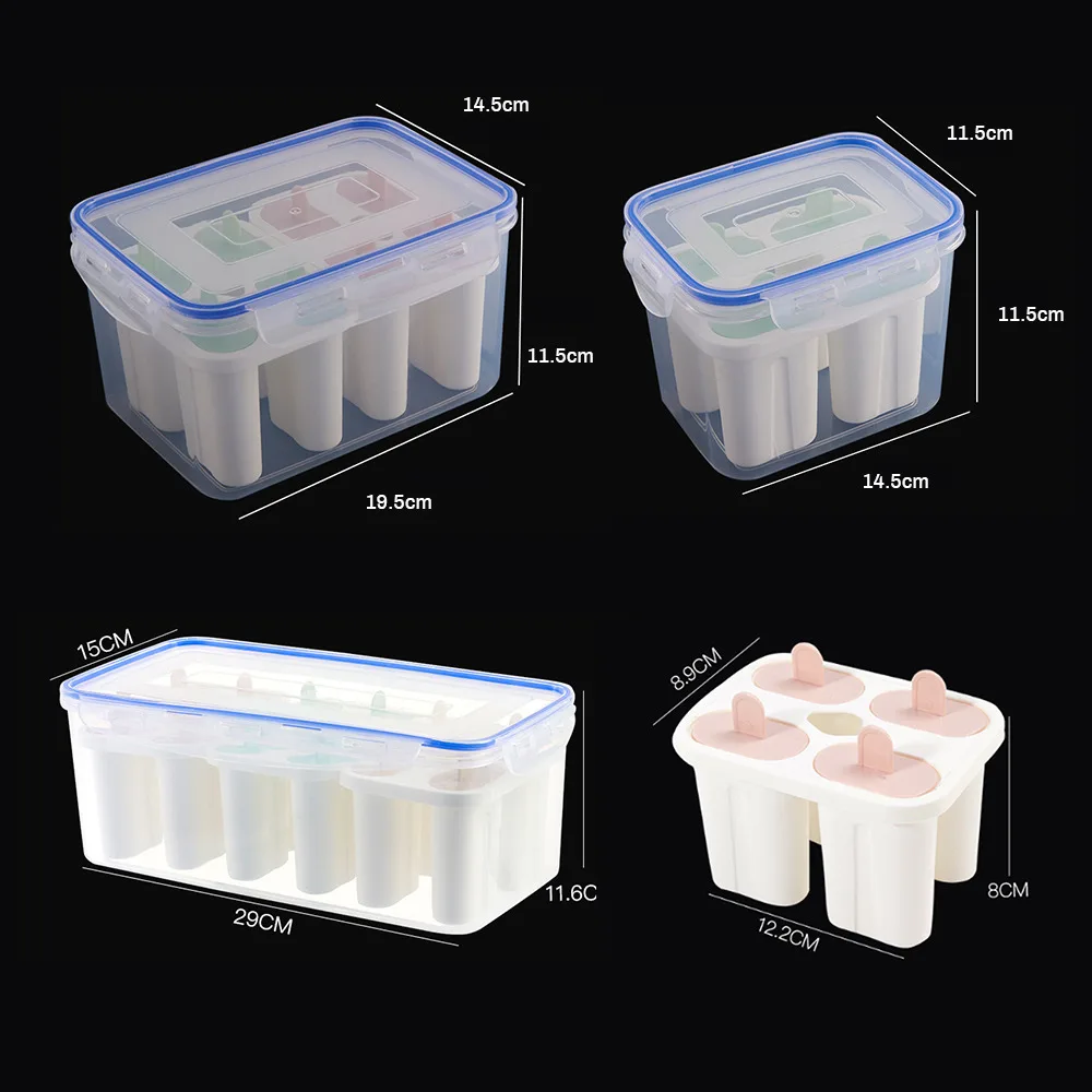 

Ice Popsicle Molds Sets With Box DIY Creative Homemade Summer Ice Cream Molds With Box Reusable Holder Ice Moulds Cooking Tools