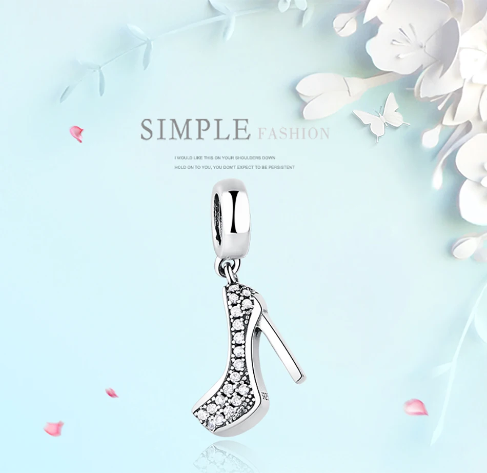 925 Sterling Silver High Heels Shoe Pendant Charm with Cubic Zirconia - Luxury Addition to Your Original Pandora Charm Bracelet image 3