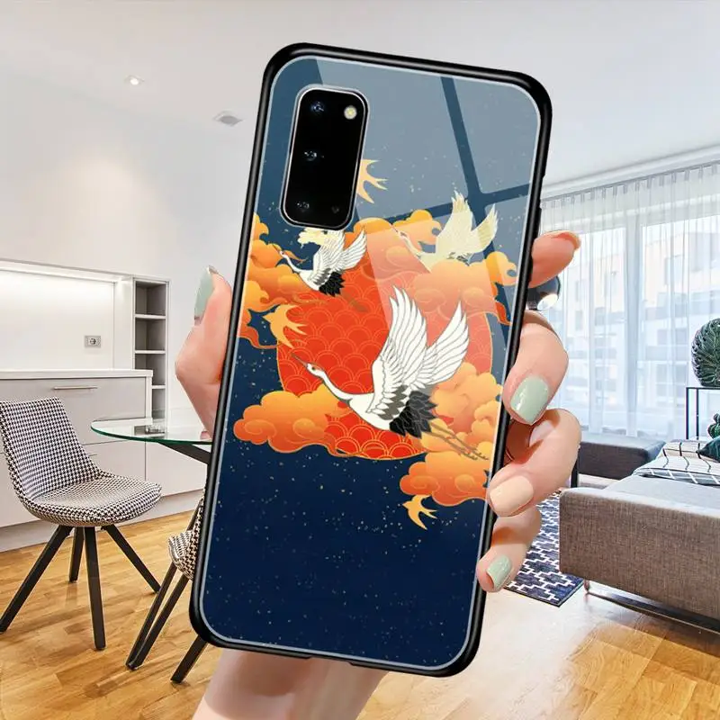 Чехол для телефона BuDuCoost Crane and Koi в китайском стиле закаленное стекло Samsung S20 Plus S7 S8