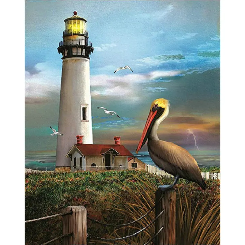 Алмазная 5D картина сделай сам квадратная вышивка из круглых страз Маяк