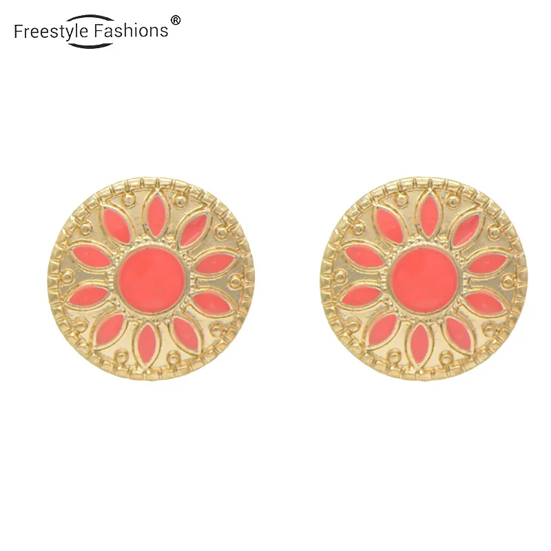 Модные Классические круглые серьги гвоздики из цинкового сплава eporxy для