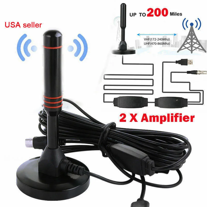 

TV antenna Digital antenna 200 Mile HDTV Antenna Aerial HD Digital TV Signal Amplifier Booster Indoor Cable Indoor antenna