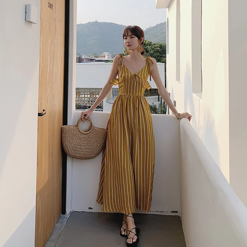 

XUXI Women Beach Dress, Summer 2021 New, Fashion Suspenders Sexy, Thin Long Skirt, E2149
