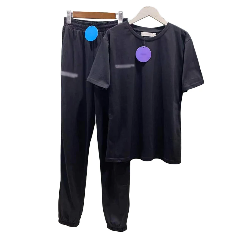 

VGH Casual Minimalist Set For Women O Neck Short Sleeve T Shirt High Waist Sport Pants Loose Sets Female Fashion New Clothing