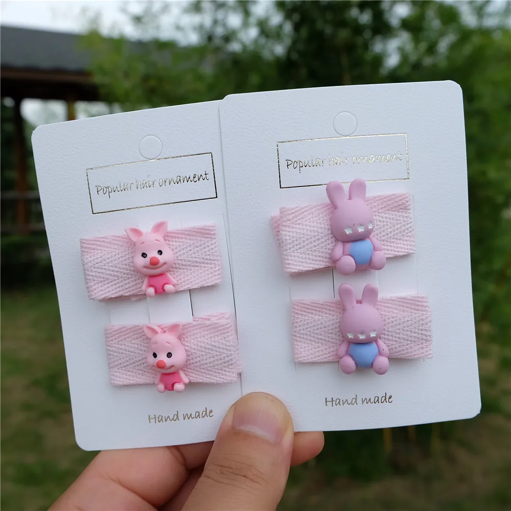 2 шт./компл. детские заколки для волос с рисунками животных цветные ленты