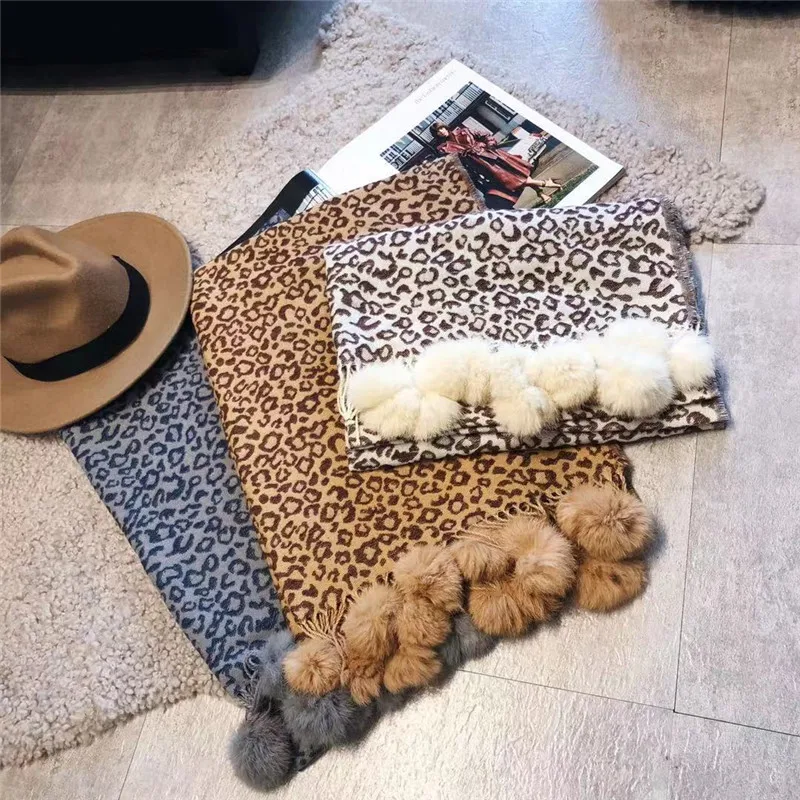 Роскошный брендовый Леопардовый Кашемировый Шарф с принтом Дизайнерский Модный