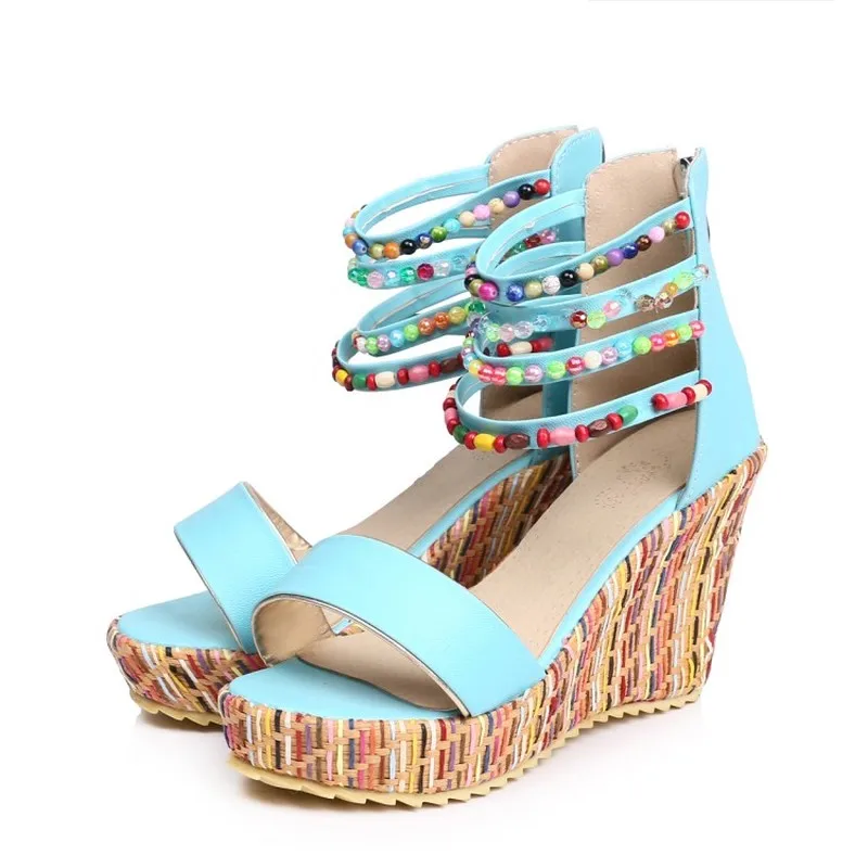 Женские ковбойские босоножки на танкетке Нескользящие износостойкие сандалии в