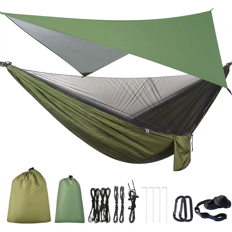 

Camping Hammock Mosquito Net and Hammock Canopy Portable Nylon Hammock Rain Fly Tree Straps for Hiking Camping Survival Travel