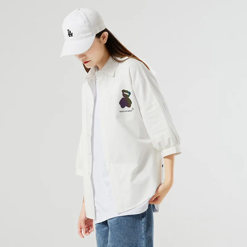 

Shirt men's 2021 summer new men's and women's shirt youth fashion leisure Quarter Sleeve Shirt Men's
