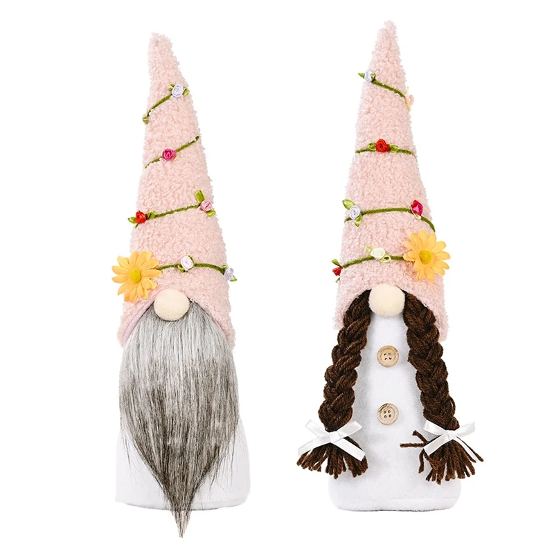 

2 Pcs Thanksgiving Gnome Holiday Decorations-Elf Doll Ornament-Handmade Swedish Scandinavian Autumn Tomte Fall Gnome
