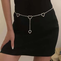 elegant rhinestone heart butterfly waist chains for women girls trendy classic diamond body chain dress decoration belt jewelry