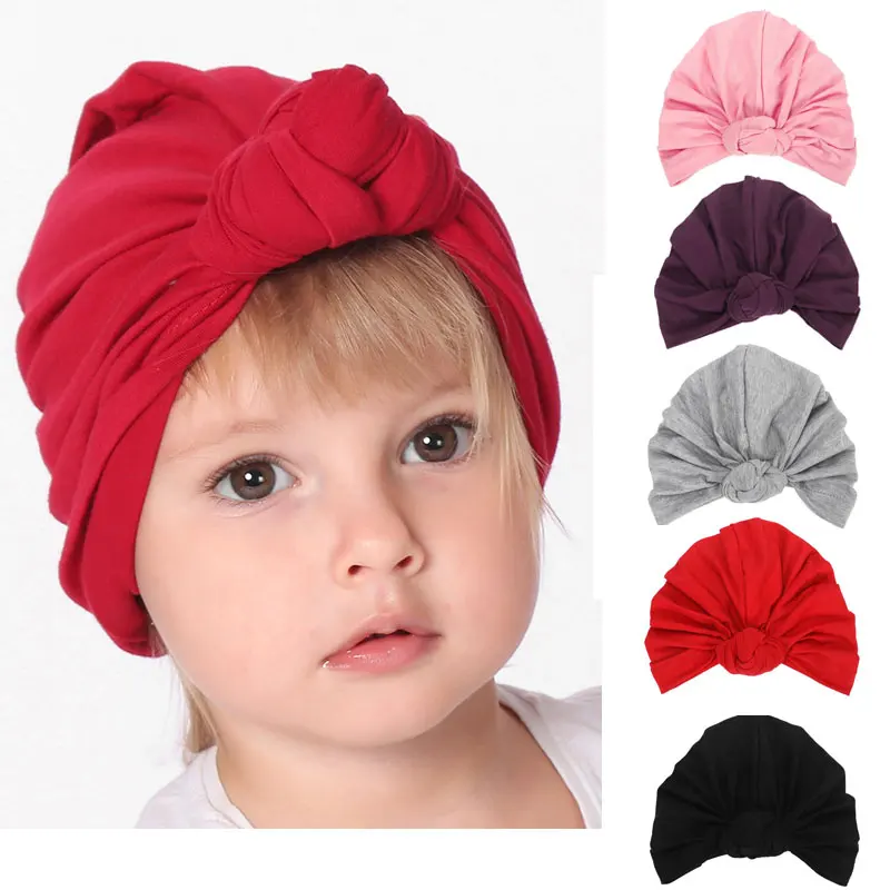 Милая Удобная шапочка с бантиком для новорожденных мальчиков и девочек Детская