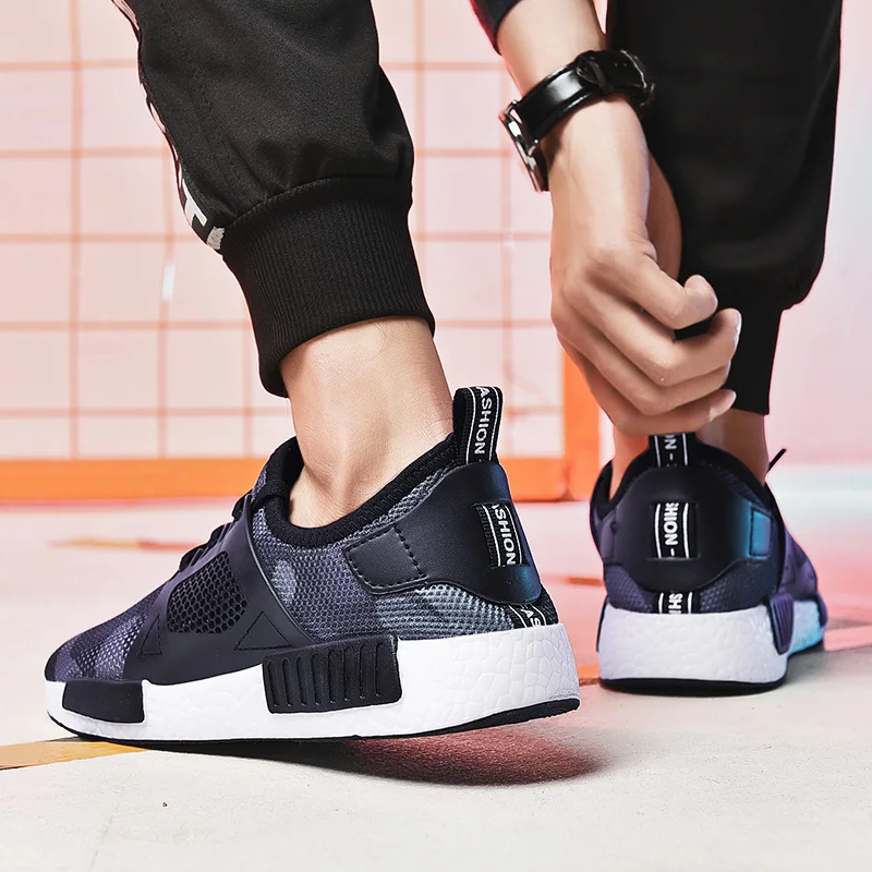 

Casual Shoes For Men Solid White Fashion Knitting Casual Shoes Men Sneakers Black Mens Hot Sale Leisure Sneaker Male 2020 Causal