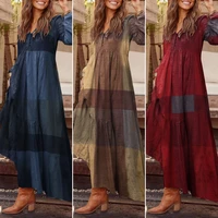 elegant women maxi shirt dress zanzea losse long sleeve vestidos autumn vintage ladies plaid dress fashion robe