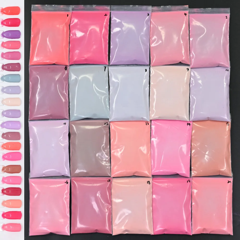 

50g/Bag Nail Dip Powder Nude Color Collection Rose Purple Black Dipping Pigment Gel Nail Polish Salon Manicure Dust Decorations