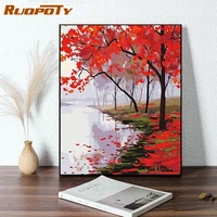 tree in the auntum diy painting by numbers drawing painting kits paint on canvas for home wall art picture 40x50 no frame