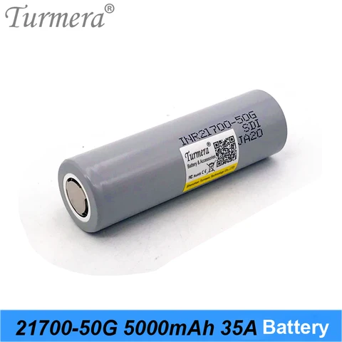 Аккумулятор Turmera 21700, 5000 мАч, фонарик с разрядным током 35 А, 36 В, 48 В