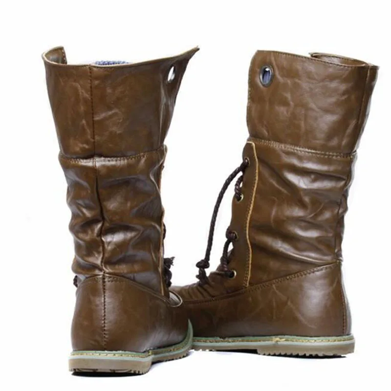 Женские винтажные ботинки на плоской подошве Зимние Теплые ботильоны в стиле