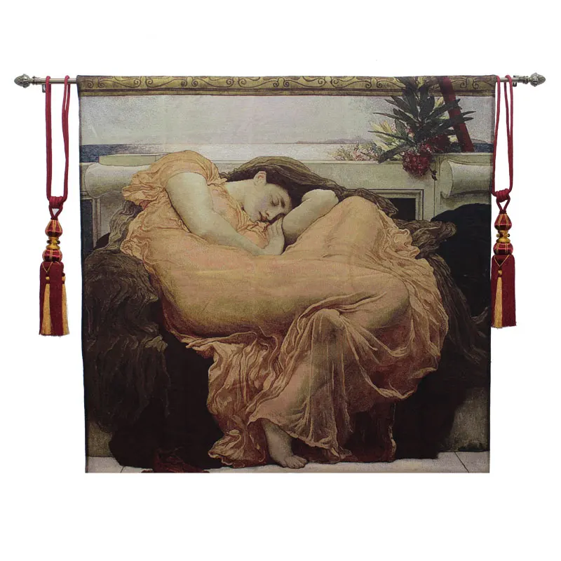 

European Style Fabric Art Dobby Wall Blanket Famous Painting Phoenix and Ladies Theme Living Room Decor Tapestry