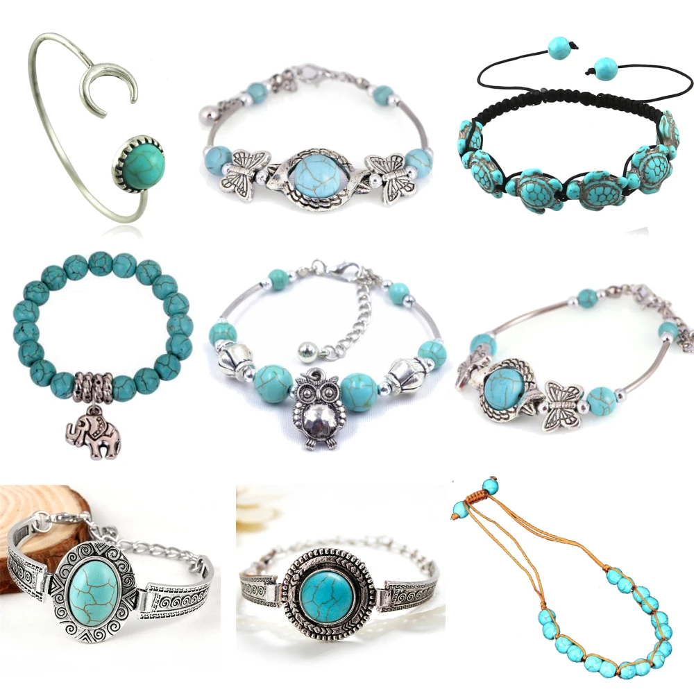 Newest Unique Mixed Natural Stones turquoises Charm Wrap Bracelets Handmade Boho Bracelet | Украшения и аксессуары