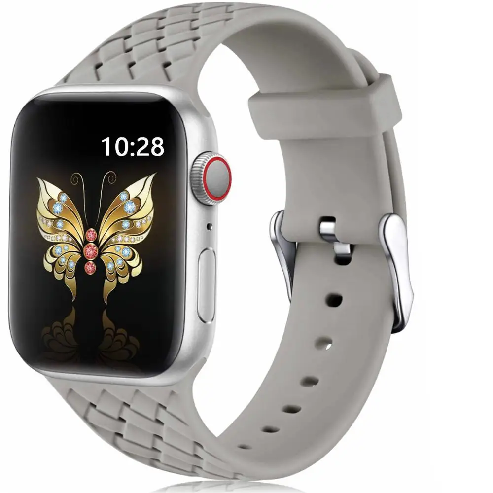 Silicone Strap for Apple Watch 4 Band 44mm 40mm iWatch 42mm 38mm Woven Pattern Bracelet Watchband 5 3 2 1 | Наручные часы