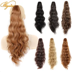 WIGSIN  Synthetic 22Inch Long Water Curly Ponytail Hair Extension Claw Clip in Hair Natural Black Blonde Hairpiece for Women