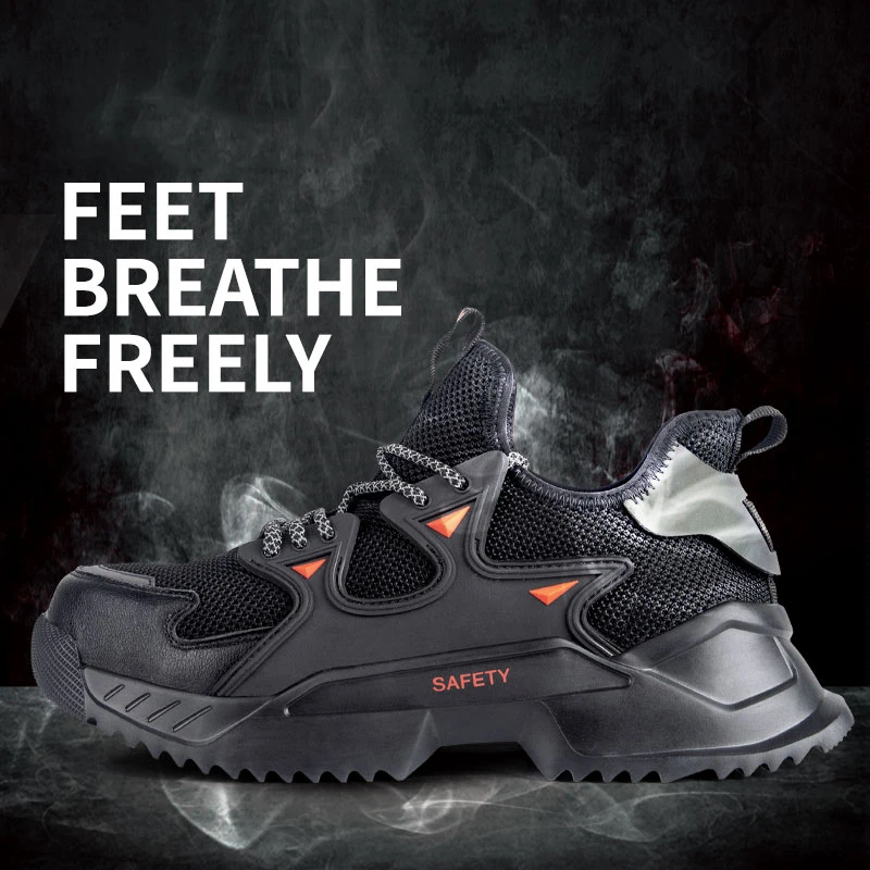

2021 New Breathable Mesh Safety Shoes Men Light Sneaker Indestructible Steel Toe Soft Anti-piercing Work Boots