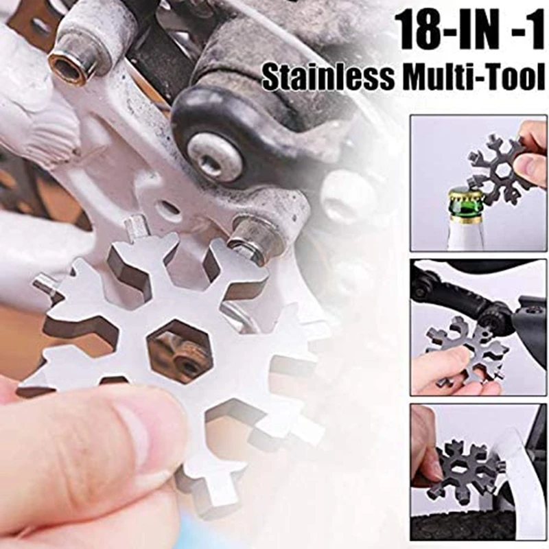 

3pcs 18-in-1 Snowflake Multi-Tool Stainless Steel Multitool Card Combination Compact Portable Outdoor Tool Card