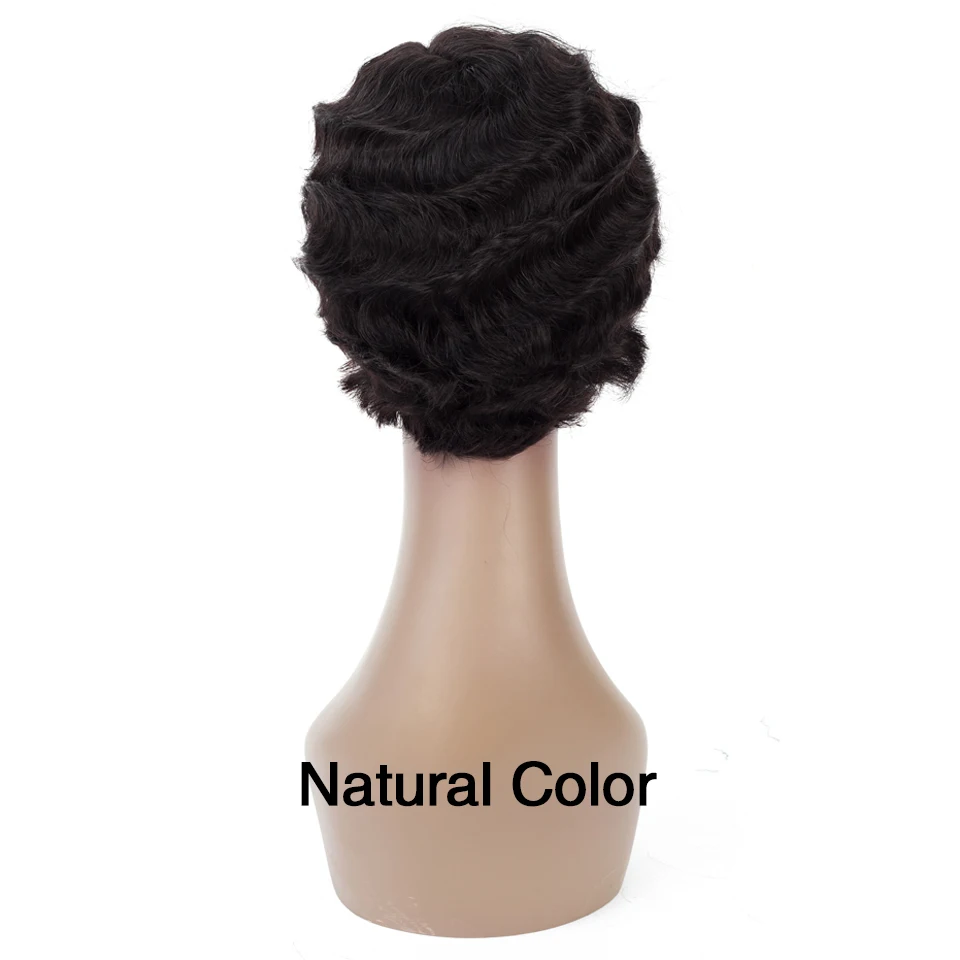 Женский парик с волнистыми пальцами бразильские неповрежденные волосы короткий