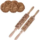 Скалка с 3D тиснением, деревянная Выгравированная роликовая булавка с цветочным узором, кухонный инструмент для выпечки, кухонная посуда