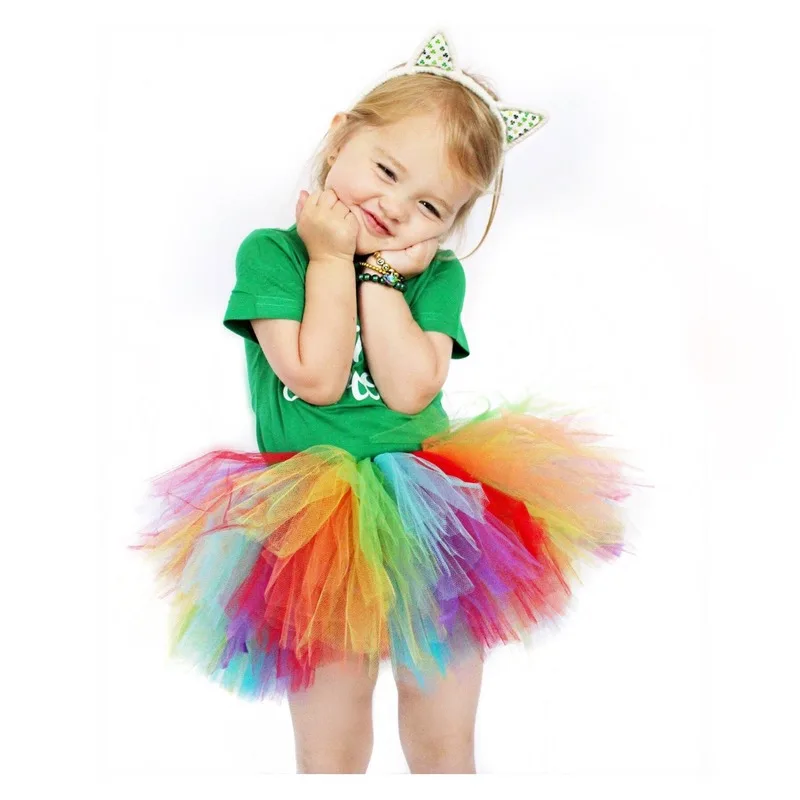 

Girls Party Mesh Ballet Rainbow Tutu Skirt Princess Birthday Outfit Halloween Cosplay Costume Role Play Dress Up Pretended Suit