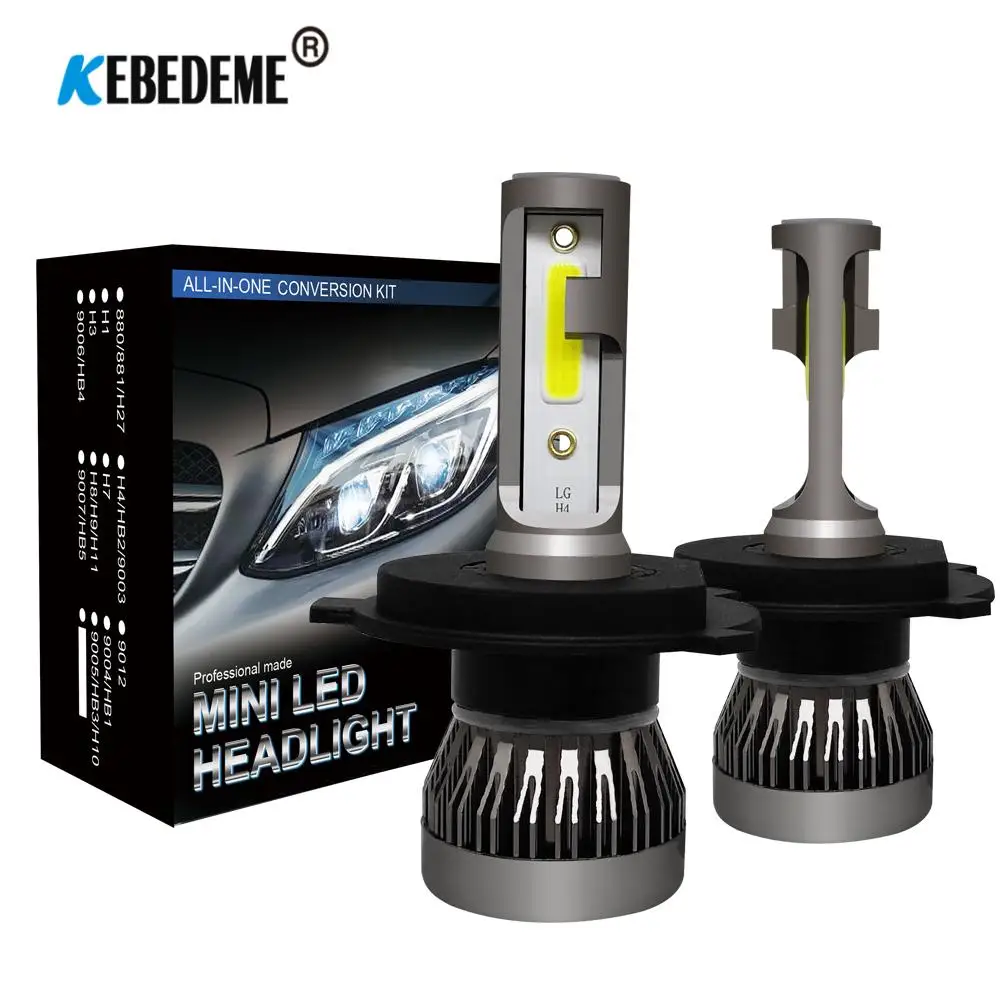 Миниатюрные светодиодные лампы H4 для автомобильных/мотоциклетных фар COB 72 Вт 12 24