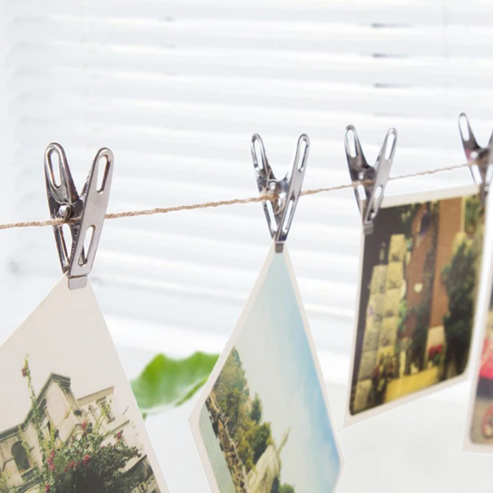 40pcs Stainless Steel Clips Clothes Photo Paper Peg Pin Clothespin Craft Home Decoration Metal Clip Set Household Storage | Дом и сад