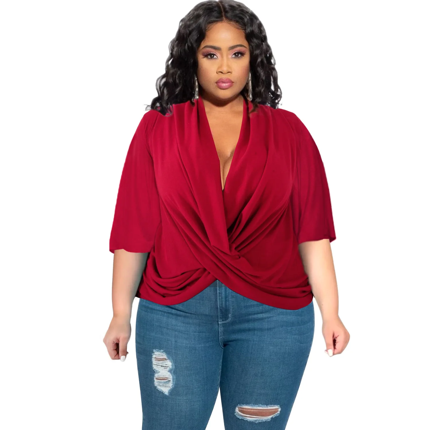 

New Cross Irregular Loose Large Bat T-Shirt Top Female Black Yellow White Orange Wine Red Shirts