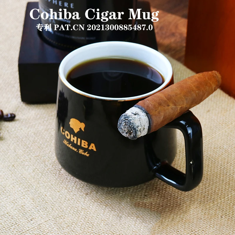 

2021 NEW COHIBA Classic Ceramic 2 in 1 Cigar Rest Ashtray Montecristo Mug Round 1 Slot Cigar Holder
