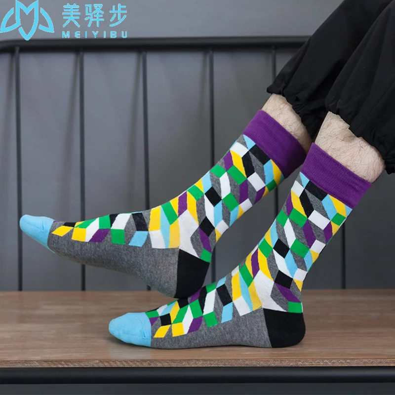 New Funny Cotton Socks 5/8/12 Pairs Per Set Women's Autumn and Winter Thickened Diamond Shaped Socks
