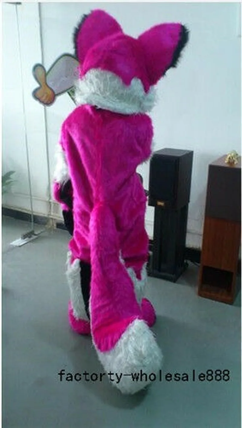Костюм-талисман с длинным мехом для Хэллоуина Красный Волк лиса собака костюм
